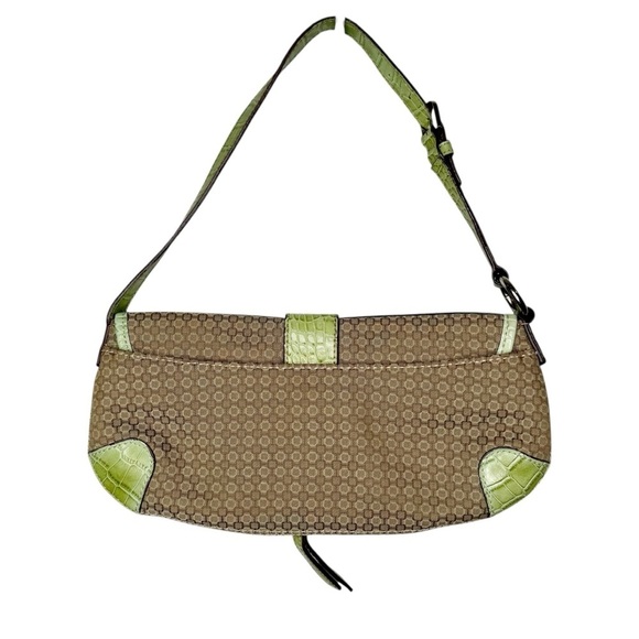 Vintage Nine West Baguette Green and Canvas Women’s Shoulder Bag OS - Picture 5 of 12